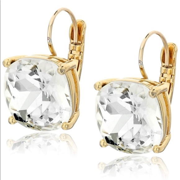 KATE SPADE 14k Gold Filled Lever Back Clear Gold Round Gumdrop Authentic NWT - Picture 6 of 6